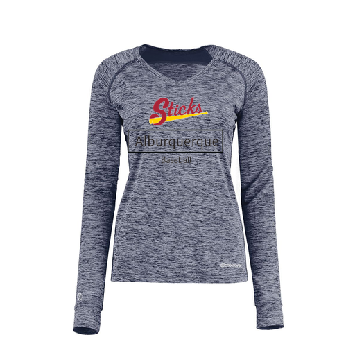 [222770.U22.XS-LOGO2] Ladies Electric Long Sleeve Shirt (Female Adult XS, Navy, Logo 2)