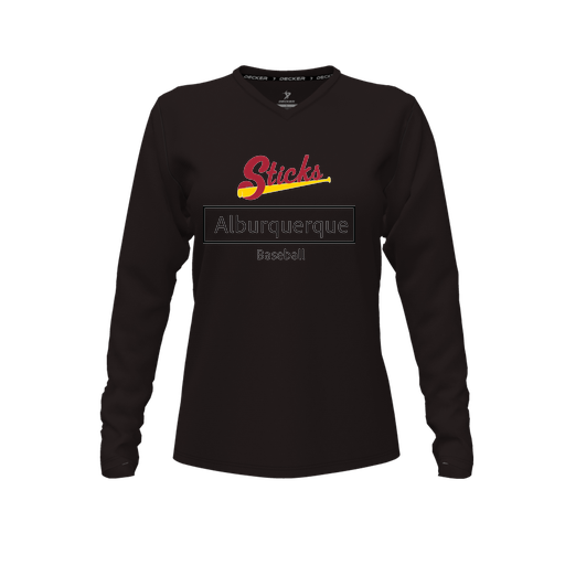 [CUS-DFW-TEES-CMF-VNK-LSL-BLK-FYXS-LOGO2] Decker Comfort T-Shirt (Female Youth XS, Black, V Neck, Logo 2, Long Sleeve)