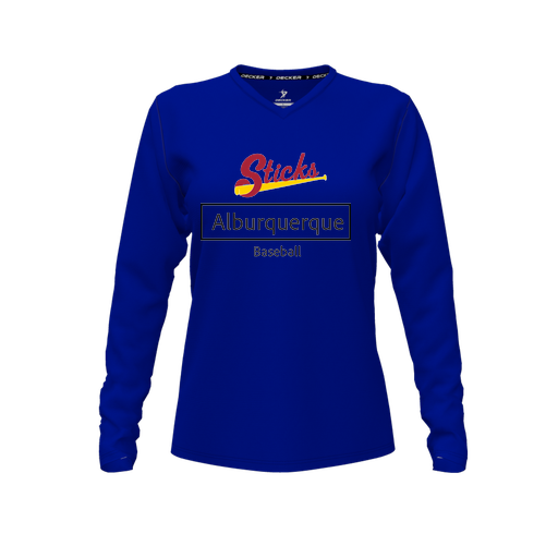 [FTLVPTRY-FYXS-LOGO2] Decker Performance T-Shirt (Female Youth XS, Royal, V Neck, Logo 2, Long Sleeve)