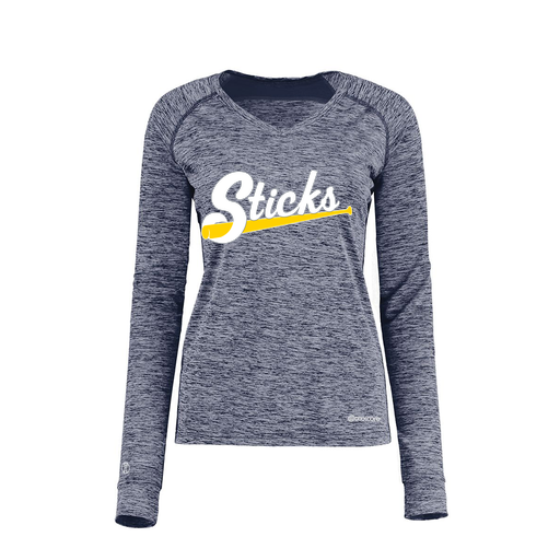 [222770.U22.XS-LOGO3] Ladies Electric Long Sleeve Shirt (Female Adult XS, Navy, Logo 3)