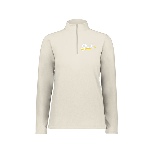 [6864.53T.XS-LOGO3] Ladies MicroFleece 1/4 Zip Pullover (Female Adult XS, White, Logo 3)