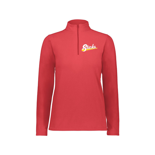 [6864.083.XS-LOGO3] Ladies MicroFleece 1/4 Zip Pullover (Female Adult XS, Red, Logo 3)