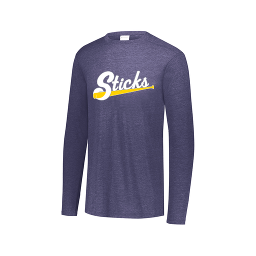 [FTLCUBNV-AXS-LOGO3] Decker Men's Tri-Blend T-Shirt - Long Sleeve (Adult XS, Navy, Logo 3)