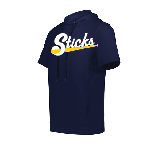 [222505.065.S-LOGO3] Men's Venturs Soft Knit Short Sleeve Hoodie (Adult S, Navy, Logo 3)