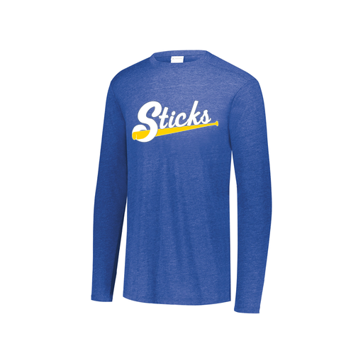 [FTLCUBRY-YS-LOGO3] Decker Youth Tri-Blend T-Shirt - Long Sleeve (Youth S, Royal, Logo 3)