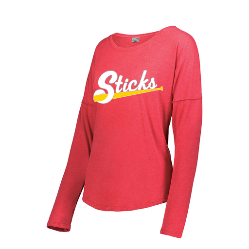 [FTLCUBRD-FAXS-LOGO3] Decker Women's Tri-Blend T-Shirt - Long Sleeve (Female Adult XS, Red, Logo 3)